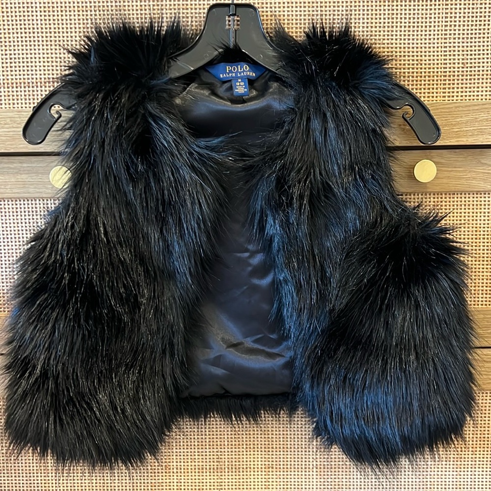 Polo Ralph Lauren Faux Fur Black Kids Size 8-10